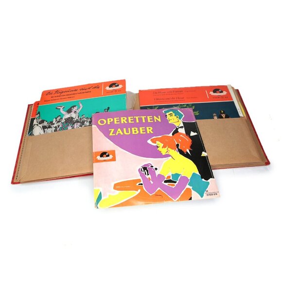 Vintage German 10" Vinyl Records & Case 1950s/60s Music Collectable Lot of 12 - Picture 1 of 13